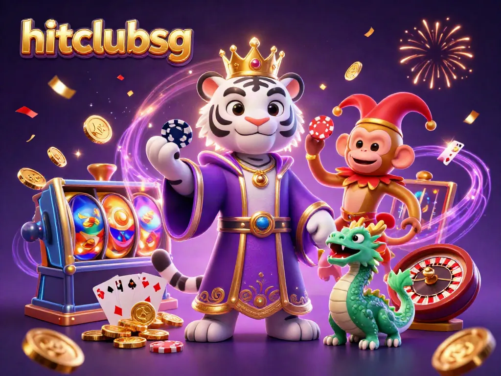 Experience hitclubsg’s vibrant gaming scene with immersive slot game elements and animated characters.