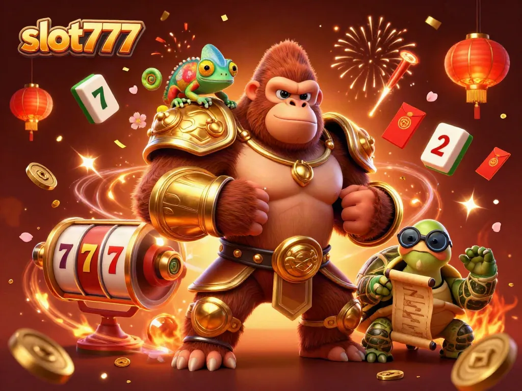 Spin the reels with slot777 alongside lively characters in a vibrant celebration scene.